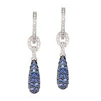 Blue sapphire white gold drop earrings