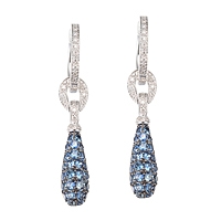 Blue sapphire white gold drop earrings