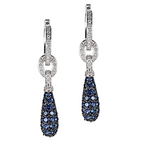 Blue sapphire white gold drop earrings