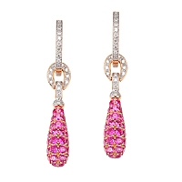 Pink sapphire gold drop earrings