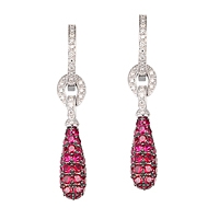 Ruby white gold drop earrings