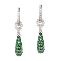 Tsavorites white gold drop earrings