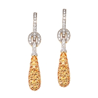 Yellow sapphire gold drop earrings