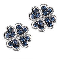 Blue sapphire white gold stud earrings