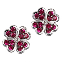 Ruby white gold stud earrings