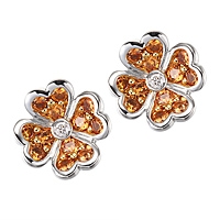 Orange sapphire white gold stud earrings