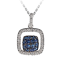Blue sapphire white gold classic necklace
