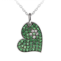 Tsavorite white gold heart necklace