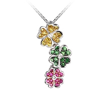 Yellow, pink sapphire and tsavorite gold flower necklace