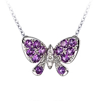 Amethyst white gold butterfly necklace