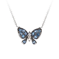 Blue sapphire white gold butterfly necklace