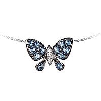 Blue sapphire white gold butterfly necklace
