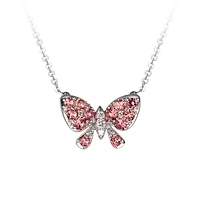 Lavender sapphire white gold butterfly necklace