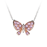 Pink sapphire gold butterfly necklace