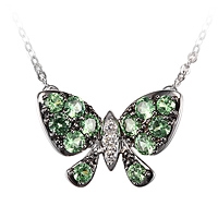Tsavorite white gold butterfly necklace