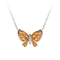 Yellow sapphire gold butterfly necklace