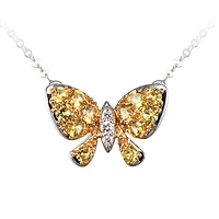 Yellow sapphire gold butterfly necklace