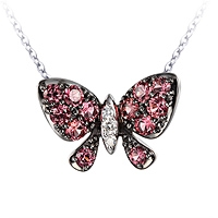 Fancy yellow sapphire white gold butterfly necklace