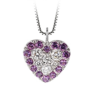 Amethyst white gold heart necklace
