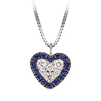 Blue sapphire white gold heart necklace