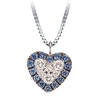 Blue sapphire white gold heart necklace