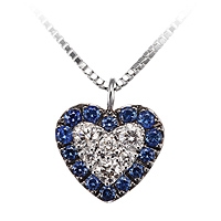 Blue sapphire white gold heart necklace