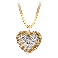Grey sapphire yellow gold heart necklace