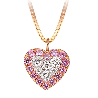 Pink sapphire rose gold heart necklace