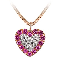 Pink sapphire rose gold heart necklace