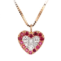 Ruby rose gold heart necklace