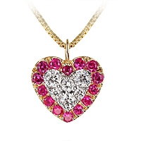 Ruby yellow gold heart necklace