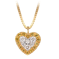 Yellow sapphire yellow gold heart necklace