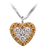 Yellow sapphire white gold heart necklace
