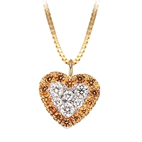 Yellow sapphire yellow gold heart necklace