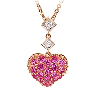 Pink sapphire rose gold heart necklace