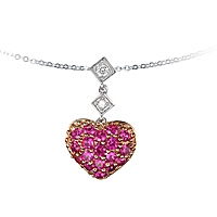Pink sapphire gold heart necklace