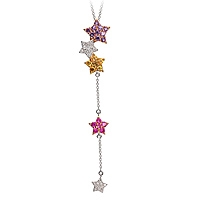 Yellow, pink sapphire and amethyst gold star necklace