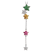 Yellow, pink sapphire and tsavorite gold star necklace