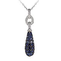 Blue sapphire white gold drop necklace