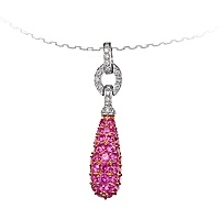Pink sapphire gold drop necklace