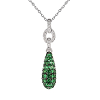 Tsavorite white gold drop necklace