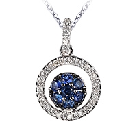 Blue sapphire white gold classic necklace