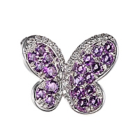 Purple amethyst white gold butterfly brooch