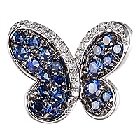 Blue sapphire white gold butterfly brooch