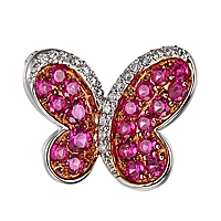Pink sapphire gold butterfly brooch