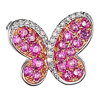 Pink sapphire gold butterfly brooch
