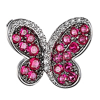 Ruby white gold butterfly brooch
