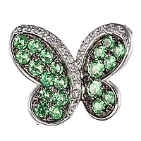 Tsavorite white gold butterfly brooch