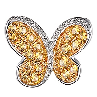 Yellow sapphire gold butterfly brooch