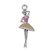 Pink and yellow sapphire white gold ballerina pendant